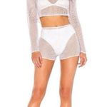 GRLFRND  Disco White Mesh Knit Beaded Hoodie sz M Photo 0
