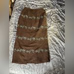 Vintage 90’s Faux Suede Beaded & Embroidered Maxi Skirt Small Brown Size 4 Photo 7