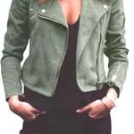 Olive Green Suede Cropped Jacket Size M Photo 0