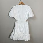 WAYF Puff Sleeve Cutout Ruffle Mini Dress Womens Small* White Fit & Flare Bridal Photo 9