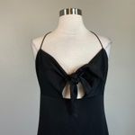 Aidan Mattox Satin Cut Out High Low Sleeveless Midi Cocktail Dress Black Size 16 Photo 4