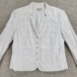 Talbots Womens Jacket 12 White Eyelet Stretch Lace Clear Button Photo 1