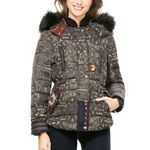 Desigual Badajoz lace print beaded embroidered puffer coat size 38 or US small Photo 1