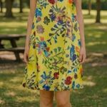 Anthropologie  x Vanessa Virginia Yellow Floral Keyhole Halter Shift Dress Size 8 Photo 0