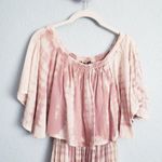 Anthropologie  Boho Me Pink and Cream Tie Dye Off Shoulder Maxi Dress Photo 4