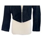 wilson's leather Vintage WILSON LEATHER Suede Black Snake Skin Pattern Collared Crop Jacket Sz M Photo 3