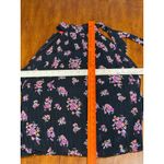 Elle Black Floral Pleated Halter Neck Top Womens XL Blouse Shirt Evening X-Large Photo 4