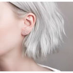 Boutique Fine 925 Sterling Silver Rhodium‎ Bar Staple Stud Earrings Photo 8