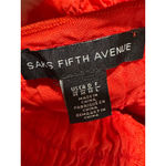 Saks 5th Avenue SAKS FIFTH AVENUE Red Smocked Square Neck Linen Blend Ruffle Hem Dress M Photo 6