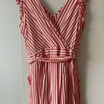 Loft Ann Taylor  Red & White Striped Flutter Tie Waist Romper Photo 6
