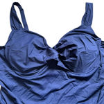 Anne cole  Navy Ruched Skirted One Piece Bathing Swim Suit Skirt Navy 24W Plus Photo 3