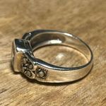 Sterling Silver Vintage Marcasite & White Topaz Dainty 925 Ring Photo 5