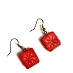 Orange square clay drop earrings Photo 6