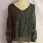 Anthropologie shimmery grey layered dressy top Photo 5