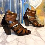 FREEBIRD by Steven Freebird Breez Strappy Leather Gladiator Sandal Heels Brown Multi 8 EUC Photo 2