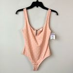 Free People Romance In Rome Polka Dot Bodysuit Peach Combo XS Photo 3