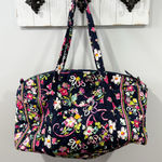 Vera Bradley Large Duffel Bag Ribbons Floral Quilted Travel Tote EUC Photo 0
