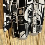 Berek Vintage 1990s Y2K Bl;ack White Geometric Shapes Cardigan Sweater Large Black Photo 2