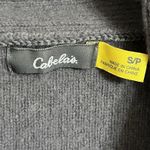 Cabela's  100% Lambs Wool Leather Elbow Patch Cardigan Size Small Gray Shawl Neck Photo 3