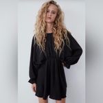 ZARA  Whimsigoth dark fairy dolman sleeve voluminous cinched waist chic dress M Photo 1