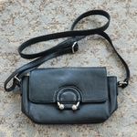 Leather Silver Ring Crossbody Bag Black Photo 0