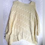 Larry Levine  Cream Cable Knit Shawl Wrap Ruana Asymmetric Neckline Cottagecore Photo 1