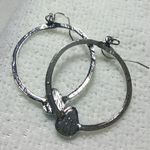 Silver Plated Turquoise Hoop Earrings Photo 2