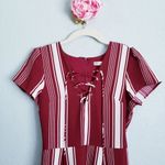 Lovers + Friends  Red And White Striped Lace Up Compass Mini Dress‎ Photo 4