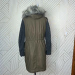 Vera Wang Vera‎ Wang Faux Fur Trim Mixed Media Anorak Coat Green Khaki Size Small Photo 10