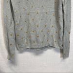Wooden Ships Wooden Ships Slate Gray & Gold Polka Dot Mohair Wool Blend Long Sleeve Sweater Photo 2