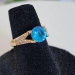 Gold Filled Ring with Simulated Blue Topaz Stone Photo 1