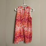 Calvin Klein  Size 12 Sleeveless Floral Chiffon Dress Flowy High Neck Red Photo 2