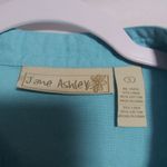 Jane Ashley  Blue Linen Button Front Top 3/4 Sleeves Casual Size Small Photo 3