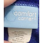Comfort Corner‎ Velvet Top Long Sleeve Crew Neck Pullover Royal Blue Size M Size M Photo 3