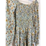 Angie  Floral Print Long Sleeve Dress Light Blue‎ Yellow Bohemian Cottagecore S Photo 1