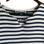 Karen Scott Women T-shirt Dress Navy Striped M Blue White Casual Preppy Coastal Photo 3