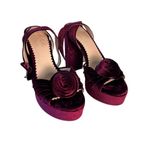 Antonio Melani x Nicola Bathie Emilia Velvet Burgundy Platform Sandals 9M Photo 3