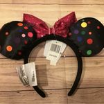 Disney parks Minnie Mouse ears headband rock the dots bow sequins -NWT Photo 1