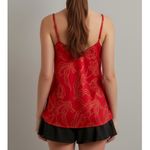 SILK LAUNDRY Bias Cut Silk Cami, Red Tulips, Small Photo 2