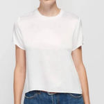 Nation Ltd Marie Top White Satin Short Sleeve Crew Neck Top Shirt XS Photo 0