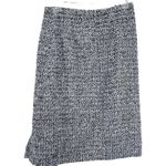 Oscar de la Renta Black White Tweed Ruffled Knee Length Pencil Skirt Size 8 Photo 6