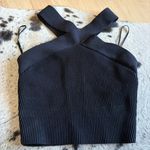 Babaton ARITZIA Black Sculpt Knit Criss Cross Cropped Ribbed Tank Top Size S Photo 2