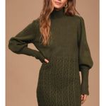 Lulus  Olive Green Cable Knit Sweater Dress – Size Small Fits Med (NWT) Photo 0