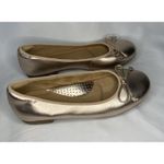 Ballerina Ballet Flat Shoes 6.5 Gold Round Toe Bow Slip On Flat Dress Shoes Photo 2