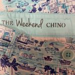 Talbots The Weekend Chino Pants Blue Nautical Tropical Vacation Print Size 12 Photo 8