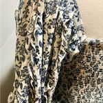 Super Natural by Secret Mission Smocked Greenport Dress Denim Blue Floral Print White Size M Photo 3