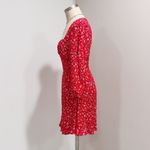 ZARA  Women's Red Floral Print 3/4 Sleeve Ruffled Mini Dress Size S Photo 4