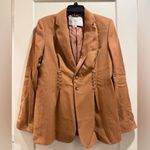 ALC Frank A.L.C. Blazer Maverick Jacket Long 2 Button Brown Lace Up Trim Size 8 Photo 2