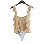 Lulus Sweetest Frills Yellow Floral Bodysuit Sz L Size L Photo 3