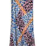 Corey Lynn Calter Antrhopologie Midi Slip Skirt Colorful Size Medium Satin Slit Blue Photo 0